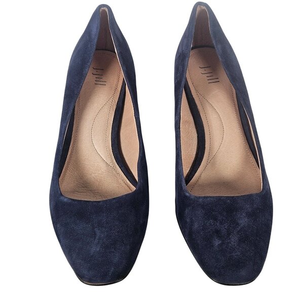 J. Jill Women’s Navy Suede Pumps 7M Block Heel, Light Academia, Quiet Luxury - Picture 10 of 12